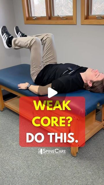 a man laying on top of a blue bench with the words weak core? do this