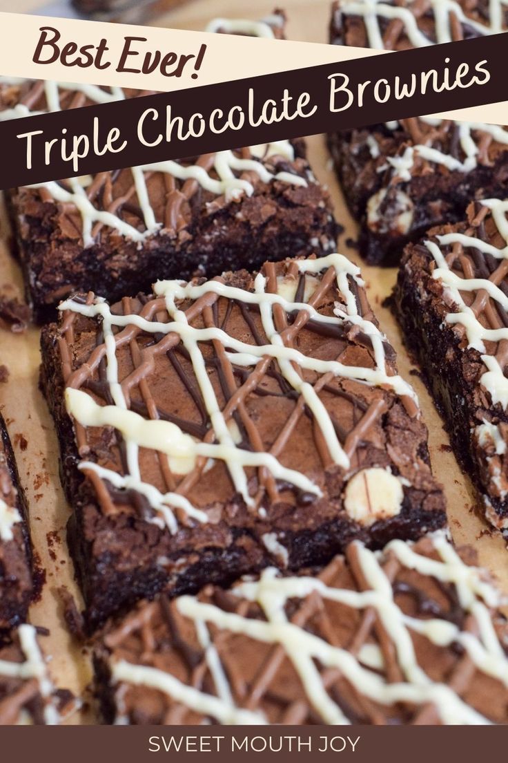 chocolate brownies with white icing on a cutting board