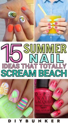 White Summer Nails, Beach Nail Art, Fun Summer Nails, Summer Nail Ideas, August Nails, Fashion Makeover, Watermelon Nails, Bright Summer Nails, Manicure Gel