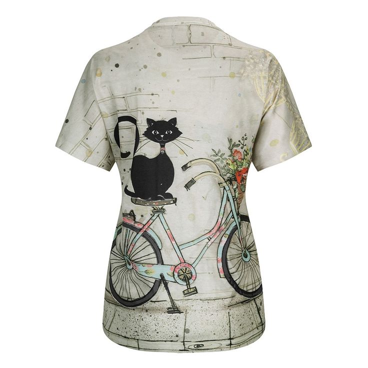 Whisker Me Away Jump into summer with a new addition to your wardrobe. Our Cat on a Bicycle T-Shirt is a lighthearted and playful t-shirt that sports a crew neck with short sleeves you can also rollup if you like. Dress it up or casual, fits whatever your mood. Easy to care for polyester print. What are you waiting for? Please check the size chart Short Sleeve Graphic Tee With Cat Print, Graphic Tee With Cat Print And Short Sleeves, Relaxed Fit Short Sleeve T-shirt With Cat Design, Summer Cotton T-shirt With Cat Print, Relaxed Fit Short Sleeve T-shirt With Cat Print, White Cat Design T-shirt For Summer, Summer Crew Neck T-shirt With Cat Print, Summer Cat Print Crew Neck T-shirt, Spring Cat Print Crew Neck T-shirt