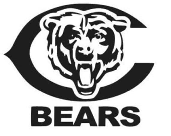 the chicago bears logo is shown in black and white