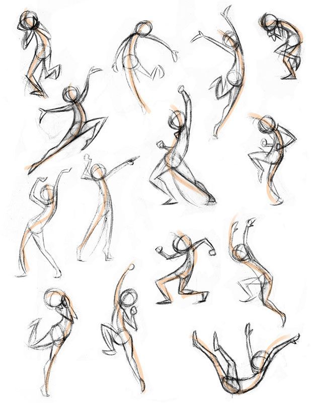 some sketches of people dancing and doing different things