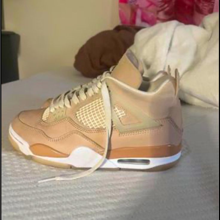 !!!Willing To Negotiate On Price!!! Jordan 4 Retro Shimmers Tan, Beige, White 7.5 W Jordan 4 Retro Shimmer, Jordan 4 Women, Jordan 4’s, Jordan Retro 4, Jordan 4s, Retro 4, Womens Air Jordans, Jordan 4 Retro, Womens Jordans