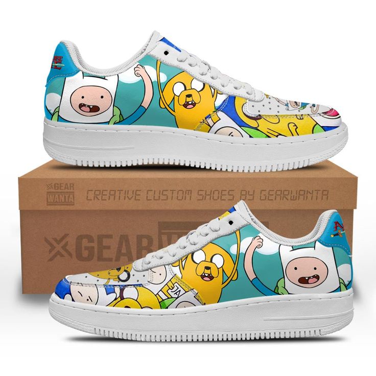 Adventure Time Finn and Jake Rogers Air Sneakers-Gear Wanta Adventure Time Finn And Jake, Winnie The Pooh Cartoon, Finn And Jake, Air Sneakers, Adventure Time Finn, Jordan 1 High, Personalized Hoodies, Sneakers Online, Sneaker Collection