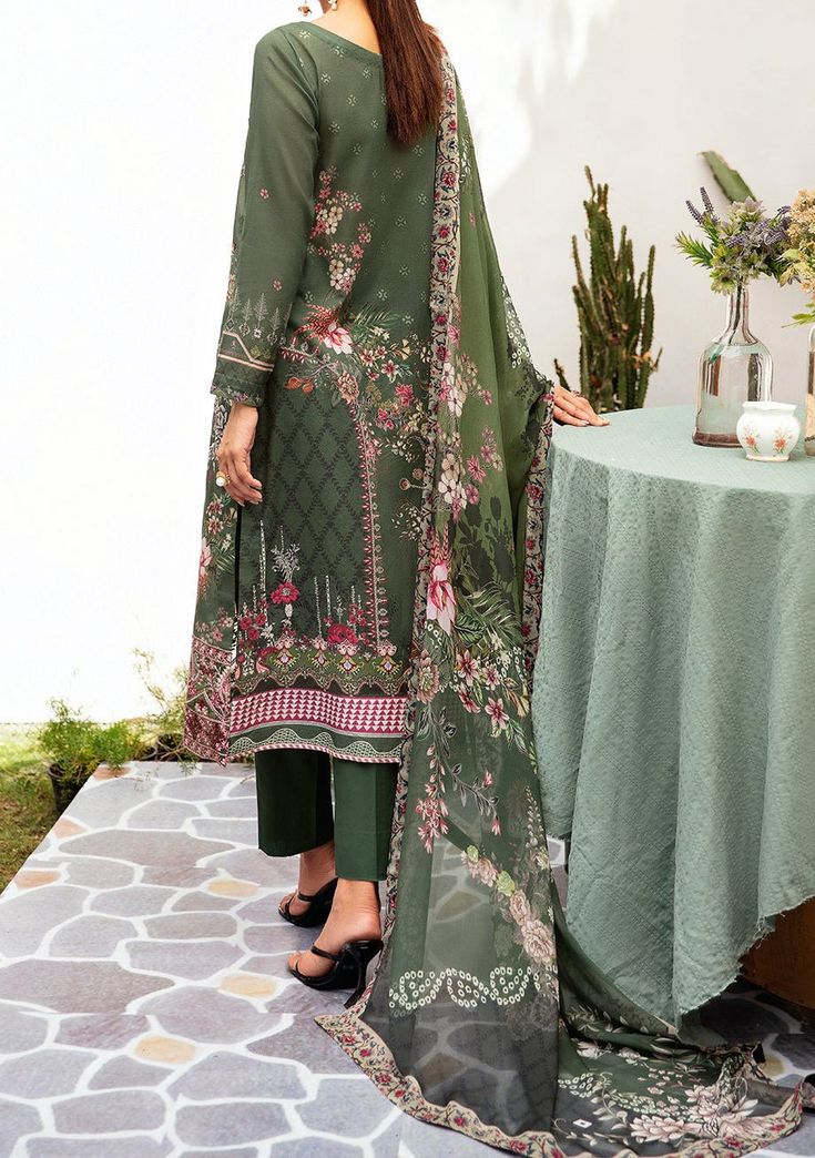 Make Your Party Occasions More Overwhelming With This New Ready Made Heavy Embroidered Lawn Dress From The Brand Ramsha. Embroidered Lawn Front. Embroidered Patch for Daman. Printed Lawn Back and Sleeves. Printed Dupatta. Plain Dyed Trouser. Color: There might be slight color variation due to lighting and flashes while the photo shooting. The color may also vary because of different screen resolutions. Wash Care: Wash with Cold Water. Latest Traditional Dresses, Digital Print Dupatta, Velvet Anarkali, Batik Print Dress, Indian Anarkali, Salwar Suits Party Wear, Lehenga Jewellery, Saree Sale, Indian Kurta