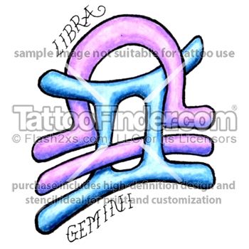 an aquarius symbol with the word gentro written in purple and blue ink on a white background