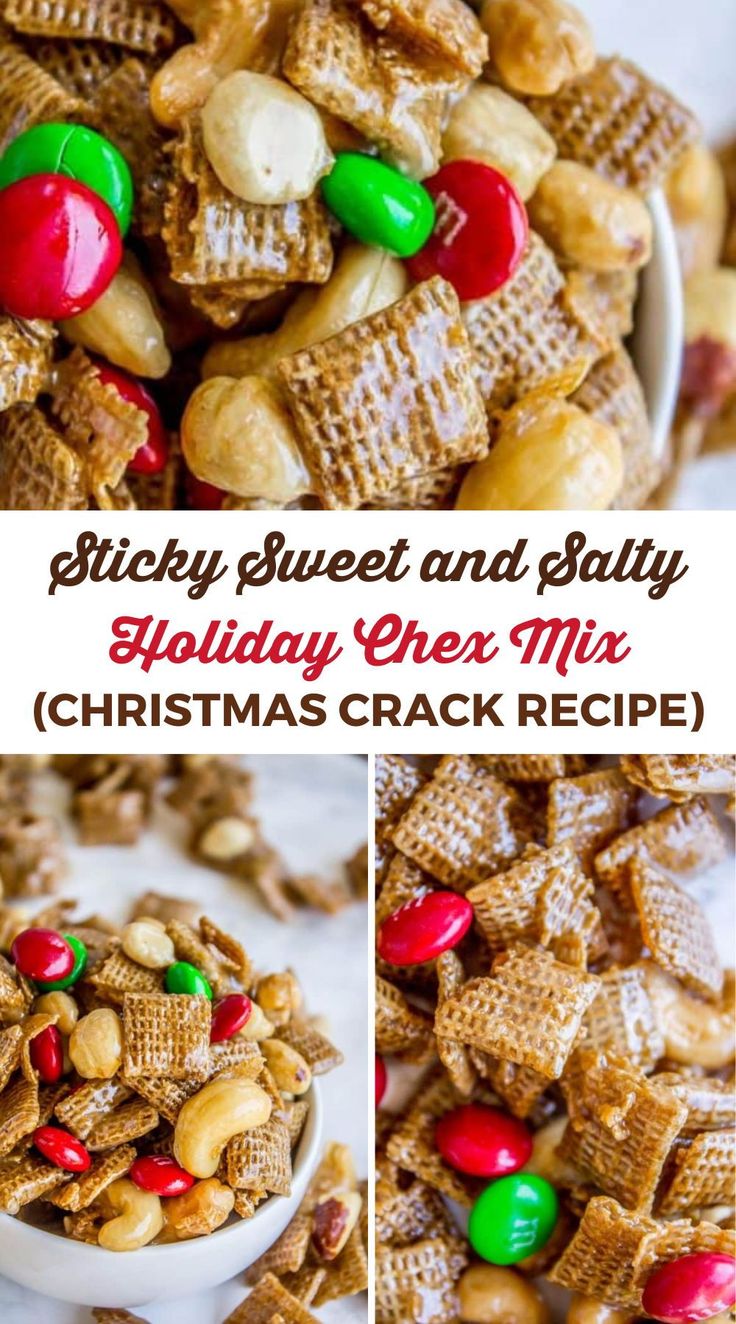 holiday chex mix recipe in a bowl