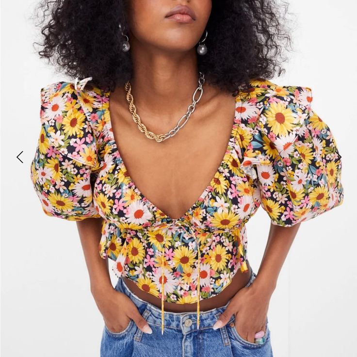 Beautiful Shirt By For Love And Lemons. Nwt. Size Small. Amazing Colors. Lemon Top, For Love And Lemons, Crop Tops, Womens Tops, Yellow, Green, Women Shopping, Color