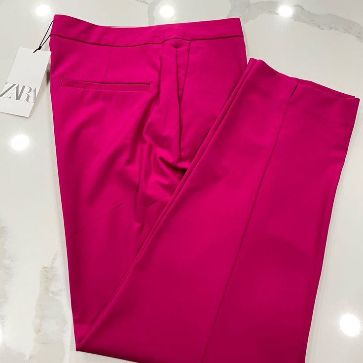 Brand New Zara Fucsia/Bright Pink Dress Ankle Pant. Thick And Soft Material. Zipper And Button Intact. Full Front Pockets. Tailored Pink Workwear Pants, Tailored Pink Pants For Workwear, Tailored Pink Ankle Pants, Tailored Ankle-length Pink Pants, Tailored Chic Pink Pants, Chic Tailored Pink Pants, Pink Tapered Leg Pants For Work, Pink Tapered Leg Workwear Pants, Tailored Pink Trousers