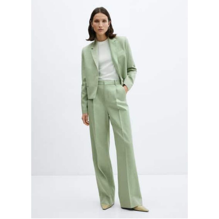 Cotton and lyocell blend fabric, Dart detail, Suit style, Loops, Side pockets, Concealed button, hook and zip fastening, Co-ord Womens Suit Wedding Guest, Light Green Suit For Women, Colorful Suits For Women, Women’s Suits, Wedding Guest Suit Women, Womens Pantsuit, Style Seasons, Green Suit Women, Wedding Guest Suits