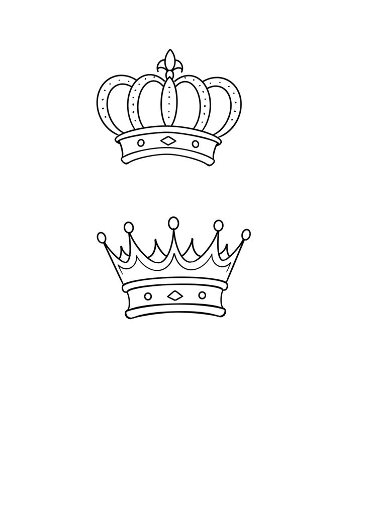 two crowns are shown in black and white, one is drawn on the back side