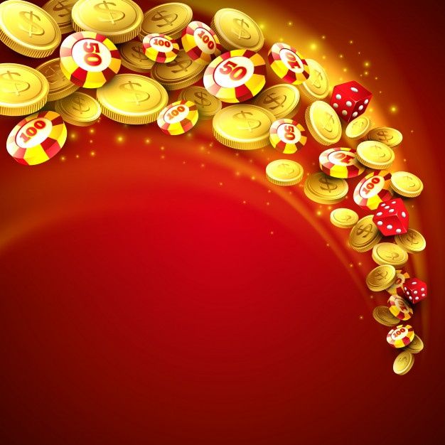 a pile of gold coins with red background