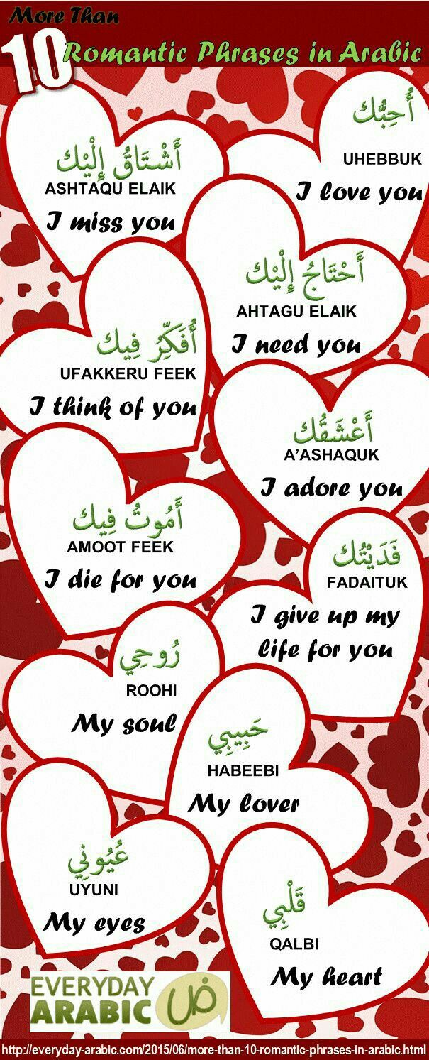 an arabic poster with hearts and words in different languages, all written in the same language