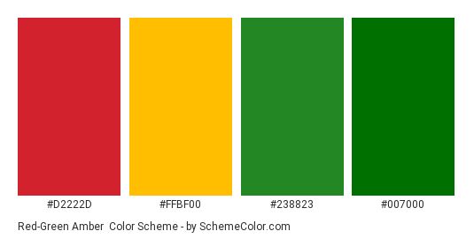 the color chart for different shades of green, yellow and red with text below it