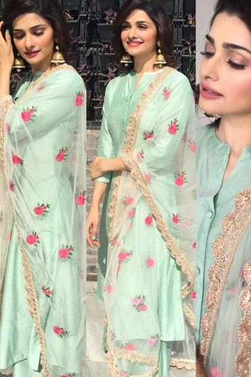 Dazzling Tea Green Silk Straight Pant Suit - LSTV01034 Ganesh Chaturthi Photos, Informal Clothes, Green Suits, Prachi Desai, Pista Green, Indian Designer Suits, Kurti Pant, Happy Ganesh, Salwar Kamiz