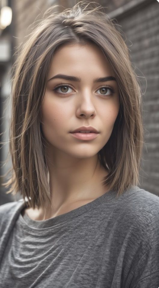 Medium Haircut Straight, Long Bob Dark Brown Hair Straight, Straight Brunette Bob, Brunette Long Bob Straight, Long Bob Braun, Sleek Brunette Bob, Brown Hairstyles, Collarbone Length Hair Straight, Natural Brown Hair