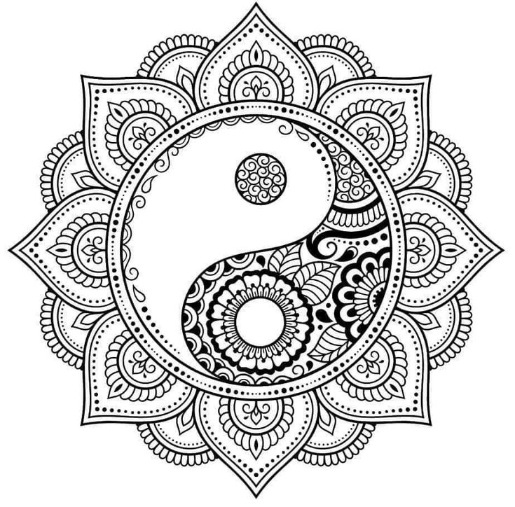 a black and white drawing of a yin symbol