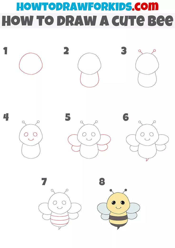 how to draw a cute bee for kids with step by step drawing instructions and pictures