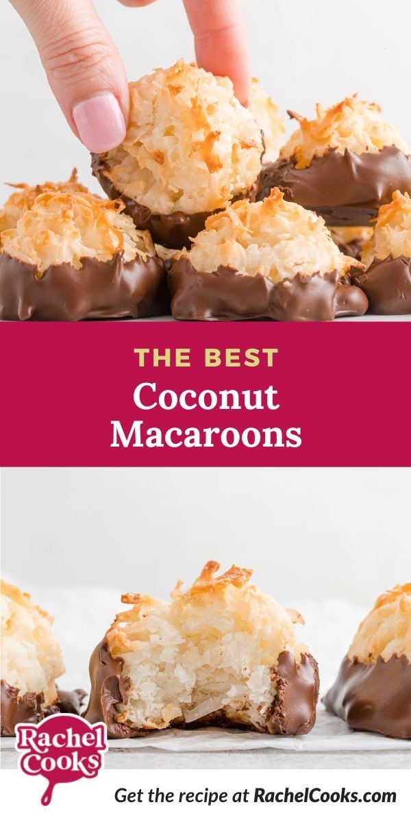 the best coconut macaroons are made with only three ingredients and then topped with chocolate