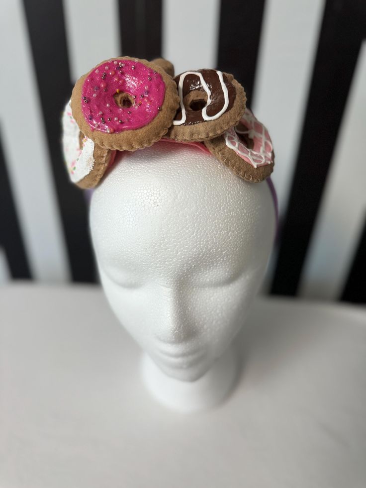 Handmade pastel-colored macaroons atop a headband! It will fit adults or kids Fun Pink Headband For Birthday, Cute Pink Headband One Size Fits Most, Novelty Adjustable Headband For Birthdays, Fun Pink Hair Accessories For Birthday, Animations Character, Sprinkle Donut, Character Design Animation, Costume Hats, Macaroons