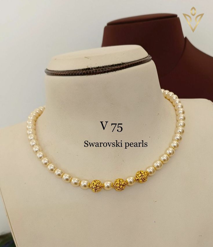 Order whatsapp 7680871433 Gold Choker With Pearls, Gold Moti Mala Designs, Nallapusalu Earrings, Pearl Necklace Designs Gold Indian, Moti Necklace Design, Pearl Chain Designs In Gold, Gold Pearl Jewelry Necklace, Pearl Mala, Neck Pieces Jewelry