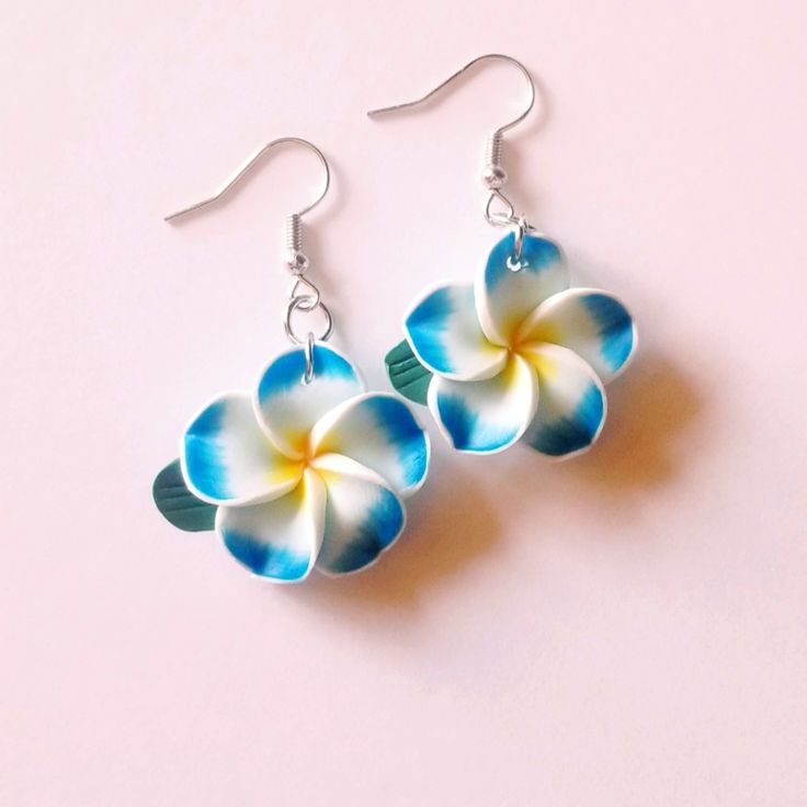 These Are Handmade Polymer Clay Blue Flower Earrings They Are: -Hypoallergenic -Lead And Nickel Free -Lightweight Blue Flower Jewellery, Hypoallergenic Blue Earrings For Summer, Blue Flower Shaped Earrings For Summer, Blue Flower-shaped Jewelry For The Beach, Blue Flower-shaped Summer Earrings, Blue Flower Jewelry For The Beach, Turquoise Flower Earrings For Summer, Blue Flower Earrings For Beach, Adjustable Flower-shaped Earrings For Vacation