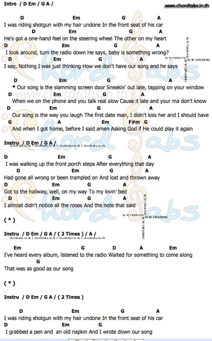 the guitar chords page for an old song