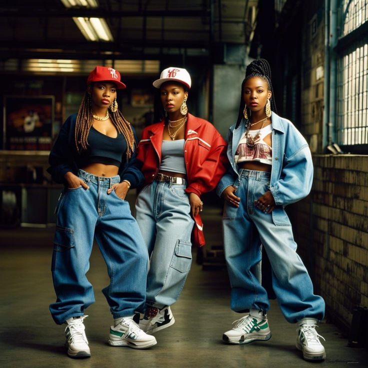 1990's Hip-Hop Fashion! Female Hip-Hop Rappers! - AI Generated Artwork 90s Hiphop Outfit Women, 1990s Hip Hop Fashion, 90s Hip Hop Outfits For Women, 90s Hiphop Outfit, Hiphop Style Outfits, 90s Hiphop Fashion, Street Dance Outfit, Tlc Outfits, 90s Hip Hop Outfits