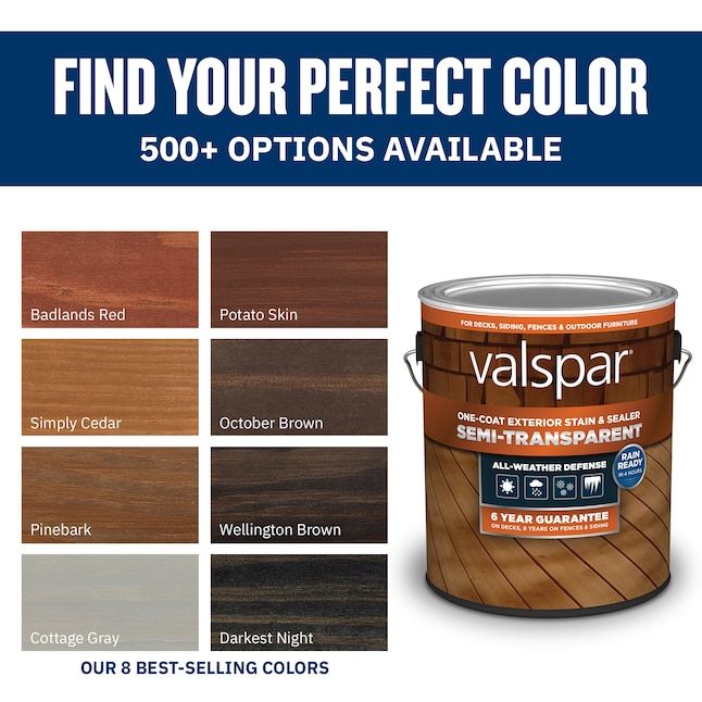 a paint bucket with the words find your perfect color and options available for all types of wood