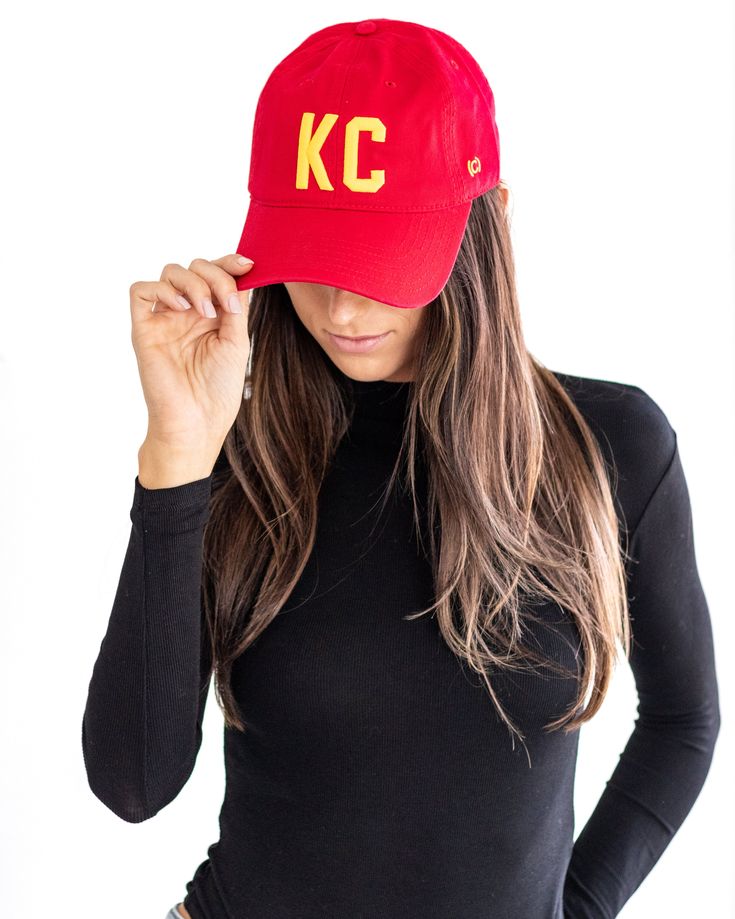 Put on your game face with our KC Cap in red and yellow. Featuring bold embroidery in chiefs colors, this cap is perfect for the ultimate fan. Go chiefs! Snap-back adjustable. Red Sports Team Baseball Cap, Red Snapback Hat For Baseball Season Game Day, Red Sports Fan Baseball Cap, Red Sports Fan Hat For Baseball Season, Red Snapback Hat For Baseball Game Day, Red Snapback Hat For Sports Fans, Red Snapback Hat For Sports Events, Red Sports Fan Snapback Hat For Sports Events, Red Baseball Cap For Game Day