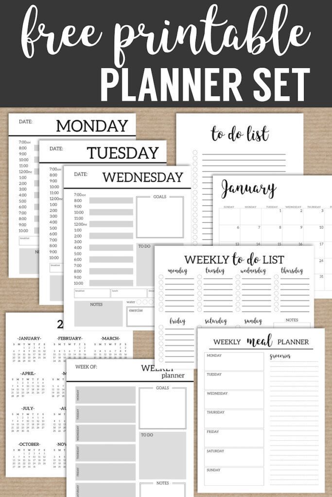 the free printable get organized set is shown in black and white