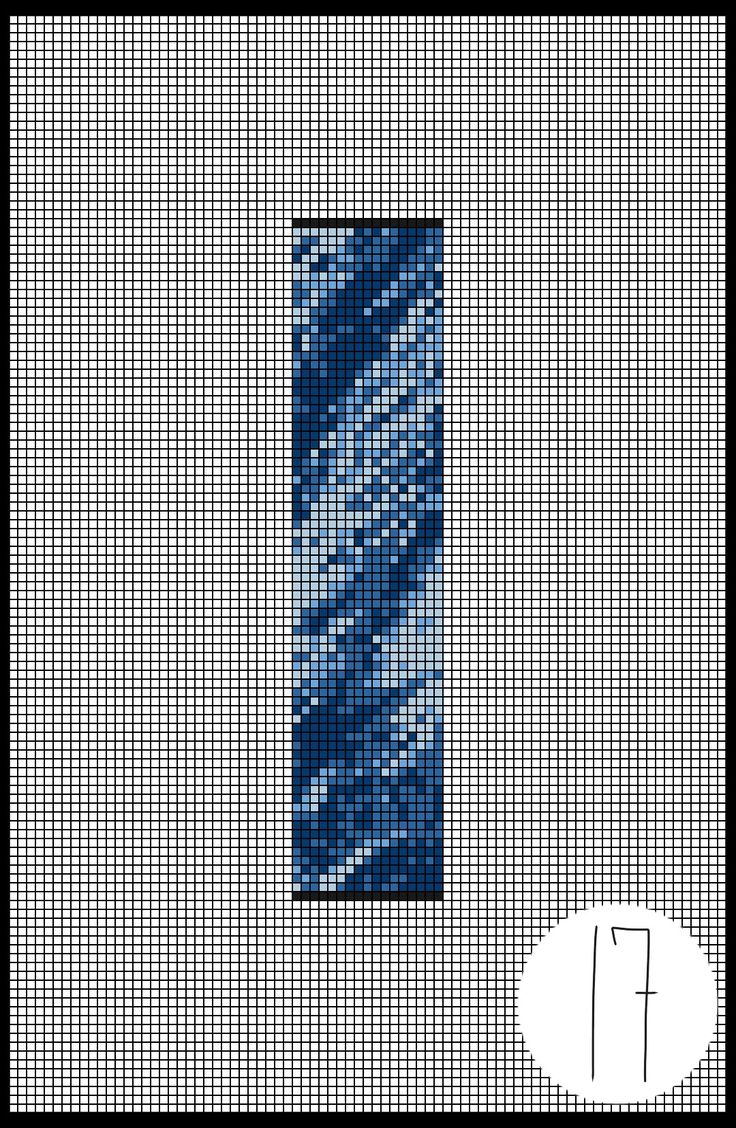 a cross stitch pattern with the letter i in blue