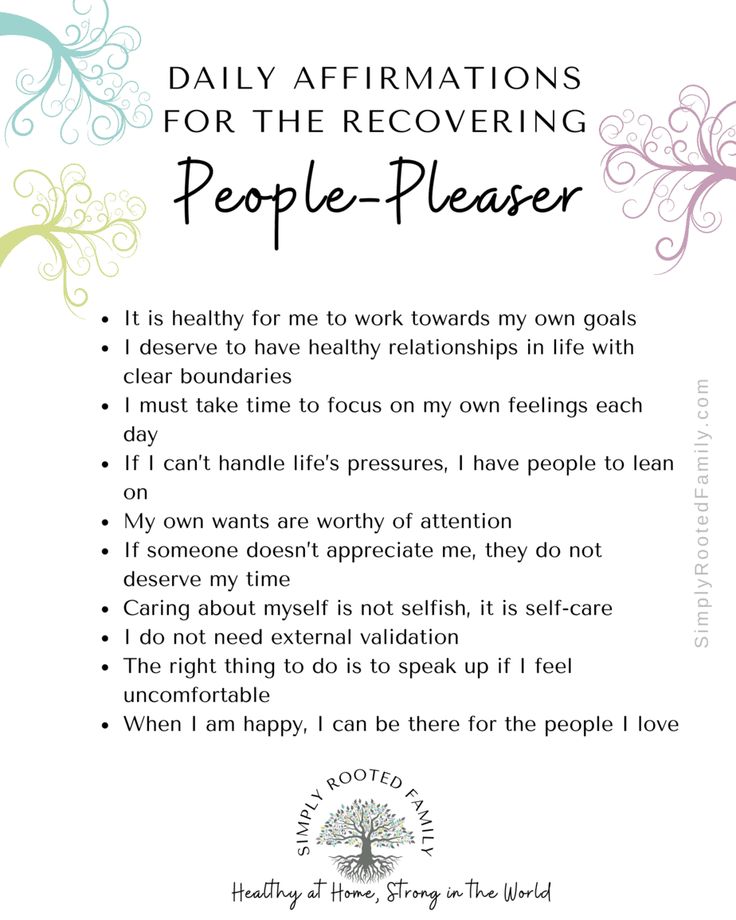 a poem that says daily affirmations for the recovering people - pleaser