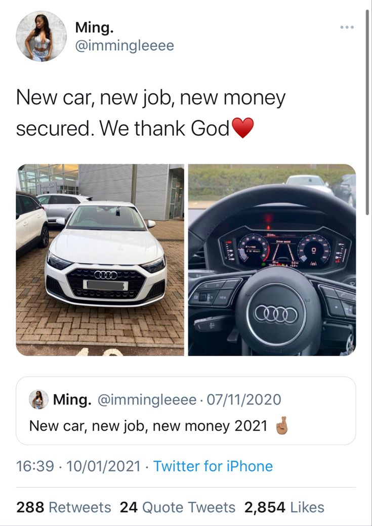 two tweets about the new car, which is being used as an appliance