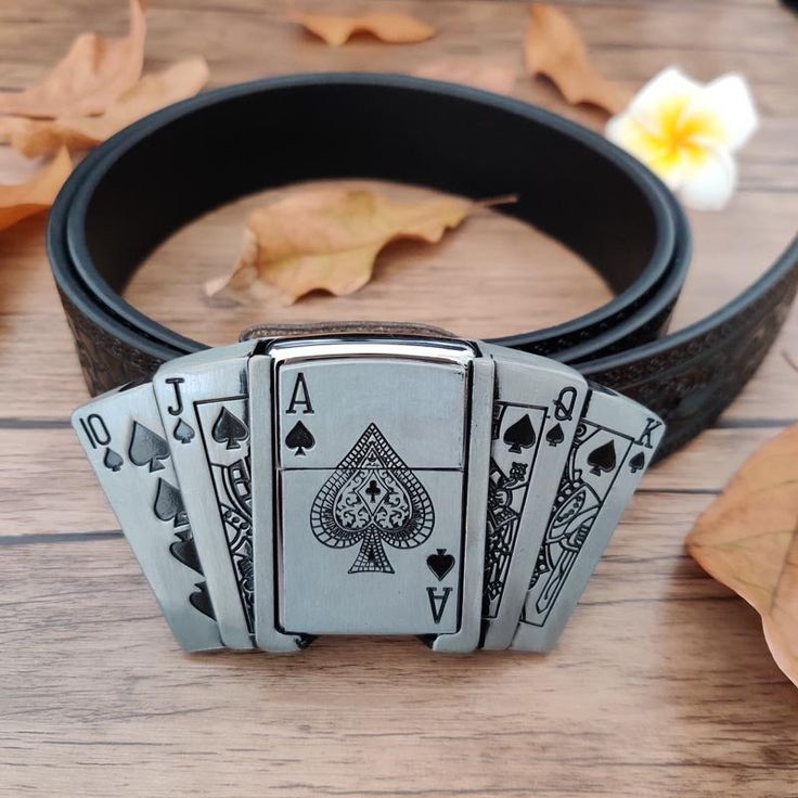 Ace of Spades Lighter Belt Belt With Lighter, Lighter Belt Buckle, Types Of Belt Buckles, Card Lighter, Lighter Belt, Masc Outfits For Women, Big Buckle Belt, Skull Belt Buckle, Cool Belt Buckles