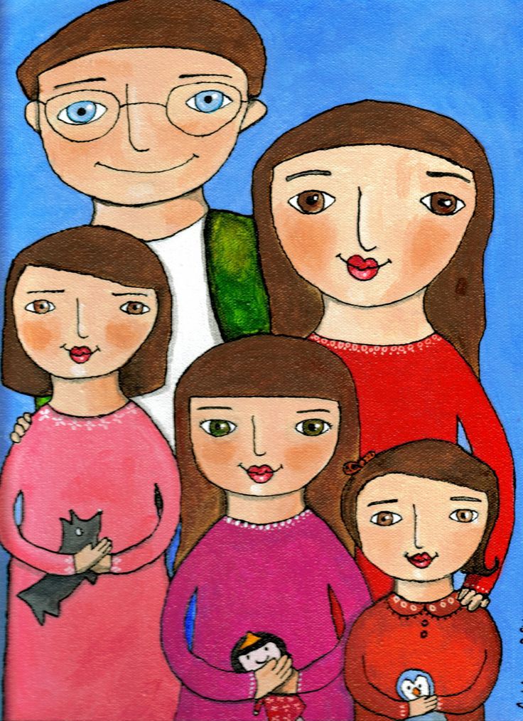 a family portrait painted with acrylic paint