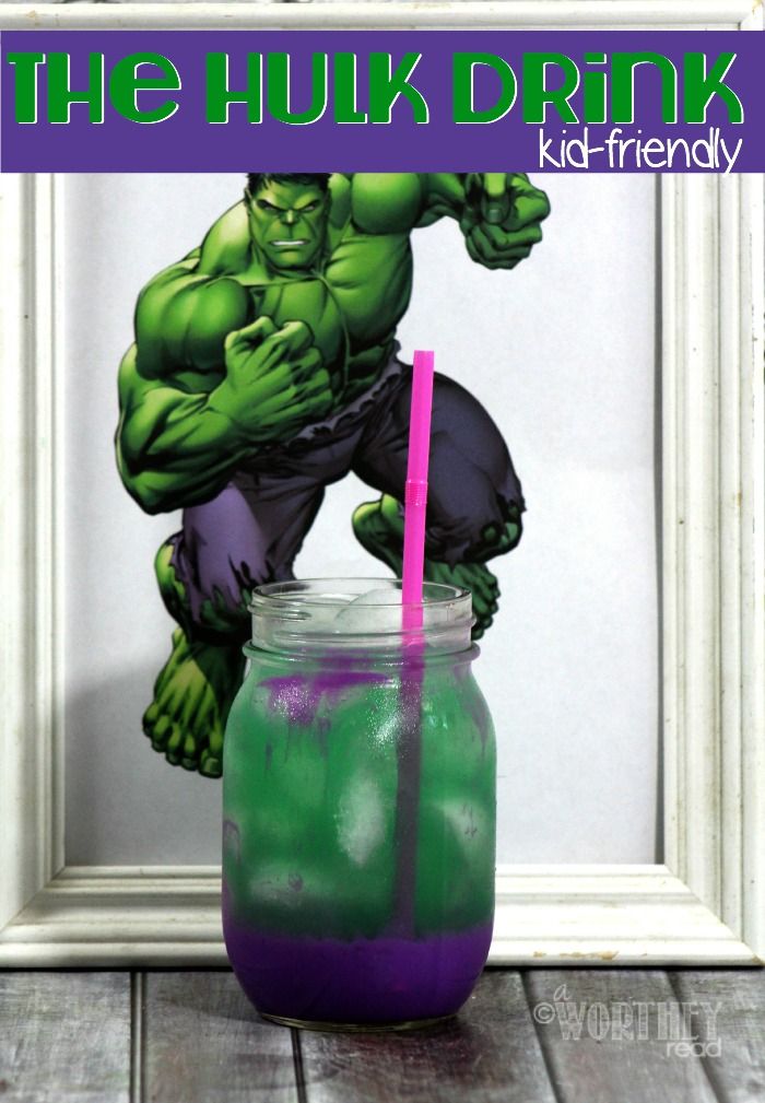 the hulk drink in a mason jar with a pink straw sticking out of it's mouth