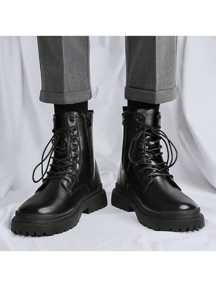 New High-Top Boots, All-Match Style Leather Shoes, Casual Work Boots, Zipper Popular Models,Go With Jeans Black    PU Leather     Men Shoes, size features are:Bust: ,Length: ,Sleeve Length: Casual Work Boots, Combat Boots Men, High Top Boots, Mens Boots Fashion, Warm Boots, Mens Leather Boots, Chelsea Ankle Boots, Mens High Tops, Leather Riding Boots