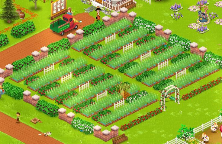 an image of a farm with lots of plants and animals in the middle of it