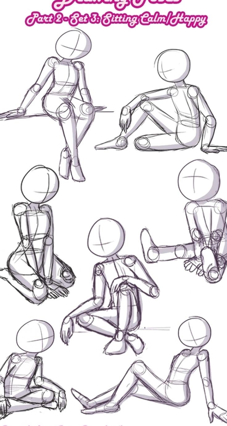 some sketches of people sitting and standing in different positions, with the words'how to draw