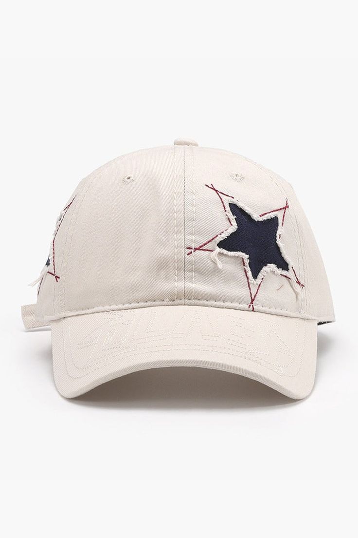 Adjustable Star Raw Hem Cap - Hats - FITGGINS Hat Aesthetic, Dust Storm, Black Brick, Upgrade Your Look, Cardigan Crop, Belt Jewelry, Maxi Dress Cocktail, Outfit Look, Boot Bag