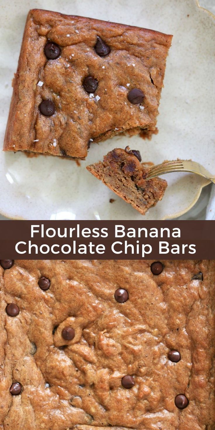 chocolate chip bars with bananas and chocolate chips on top