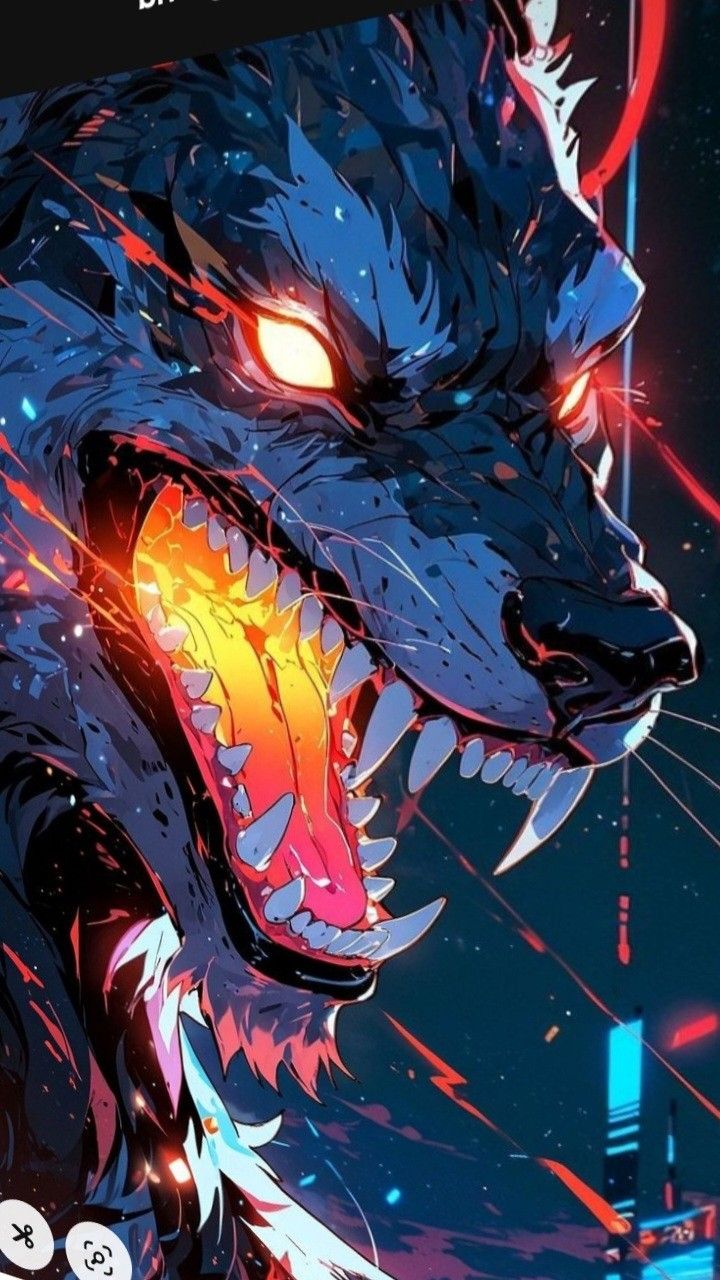 an image of a wolf with glowing eyes