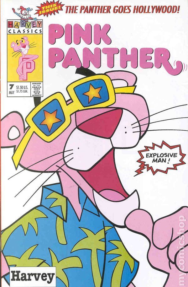 the pink panther comic book cover with an image of a mouse wearing sunglasses and pointing at something