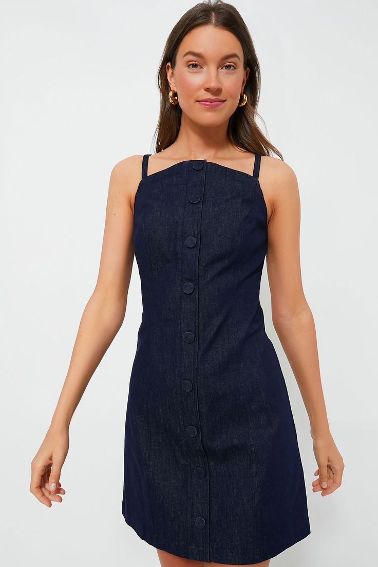 Denim Lilliana Mini Dress | Tuckernuck Mini Denim Dress With Button Closure For Work, Mini Length Denim Dress With Button Closure For Work, Chic Summer Denim Dress With Buttoned Pockets, Chic Cotton Denim Dress With Buttons, Chic Denim Mini Dress With Button Closure, Denim Mini Dress With Buttons For Workwear, Chic Button-up Denim Dress With Buttoned Pockets, Chic Cotton Denim Dress With Button Closure, Denim Mini Dress With Button Closure For Day Out