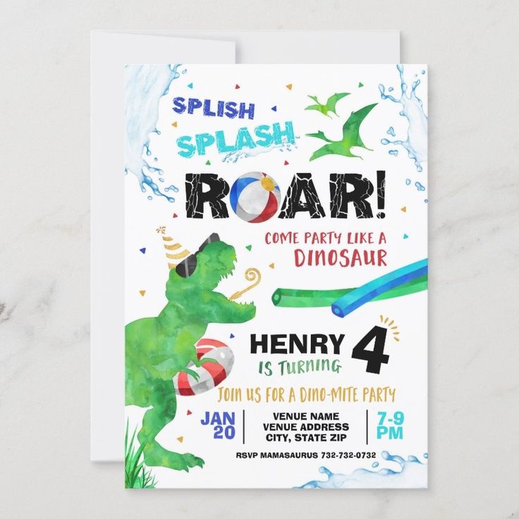 Dinosaur Pool Party Birthday Invitation  Zazzle Dinosaur Birthday Party Invitations Boys, Dino Pool Party, Dinosaur Pool Party, Dinosaur Party Invitations, Dinosaur Invitation, Dinosaur Birthday Party Invitations, 2nd Birthday Party For Boys, Pool Party Birthday Invitations, Birthday Dinosaur