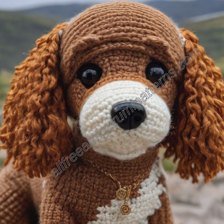 a brown and white dog wearing a necklace