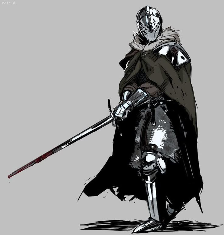 a drawing of a knight in full armor