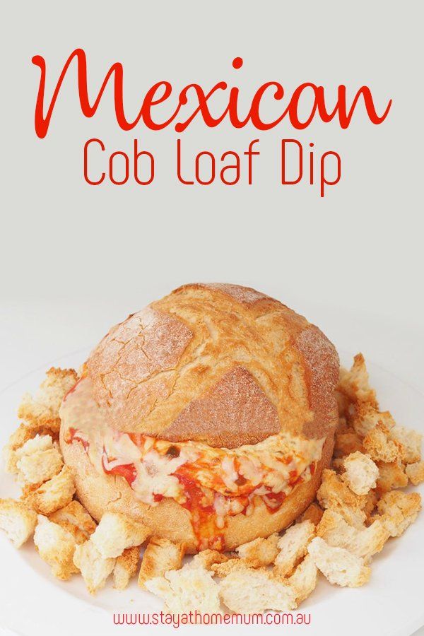 mexican cobbl loaf dip on a white plate