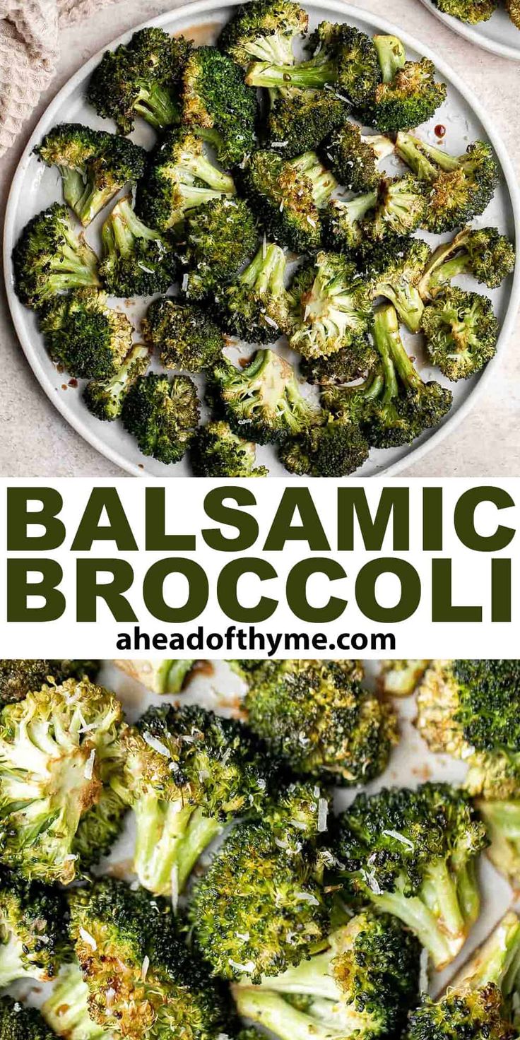 broccoli florets on a plate with balsamic broccoli